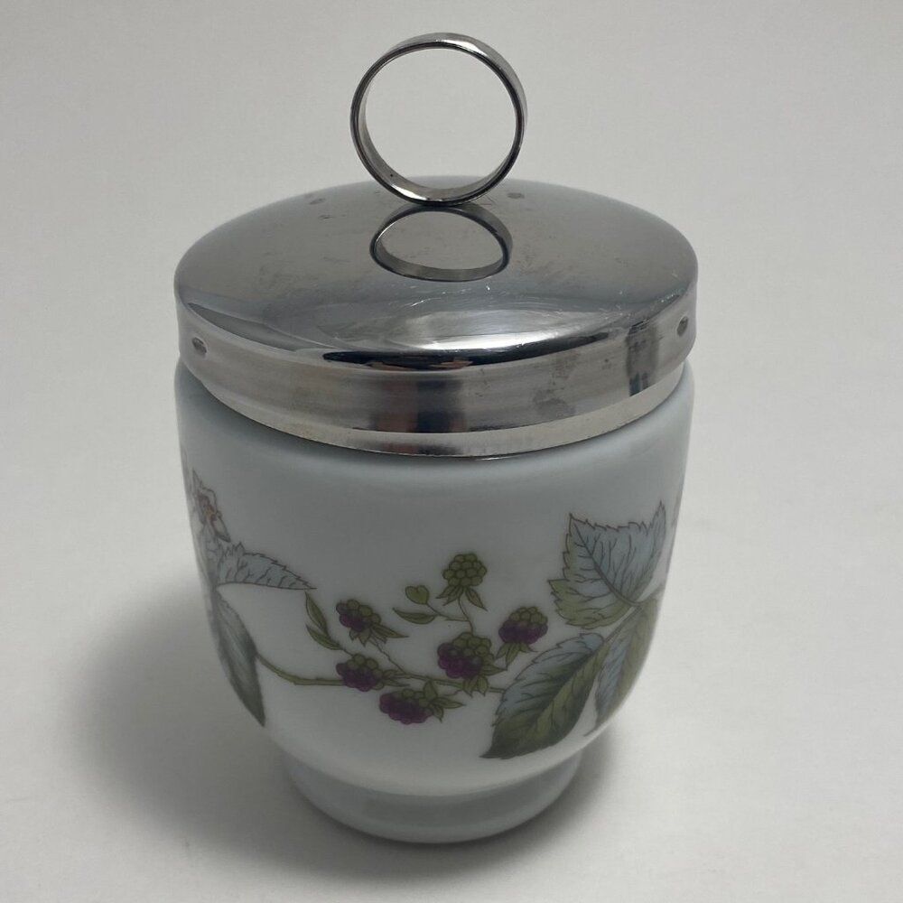 Royal Worcester King Size Lavinia Egg Coddler | Porcelain | Blackberries Leaves